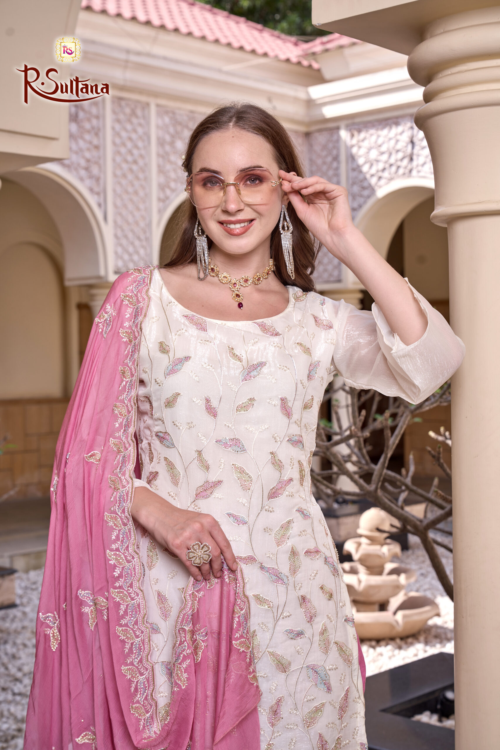 White & Pink Ladies Suits