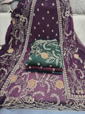 Royal Plum Beaded Embroidered Suit