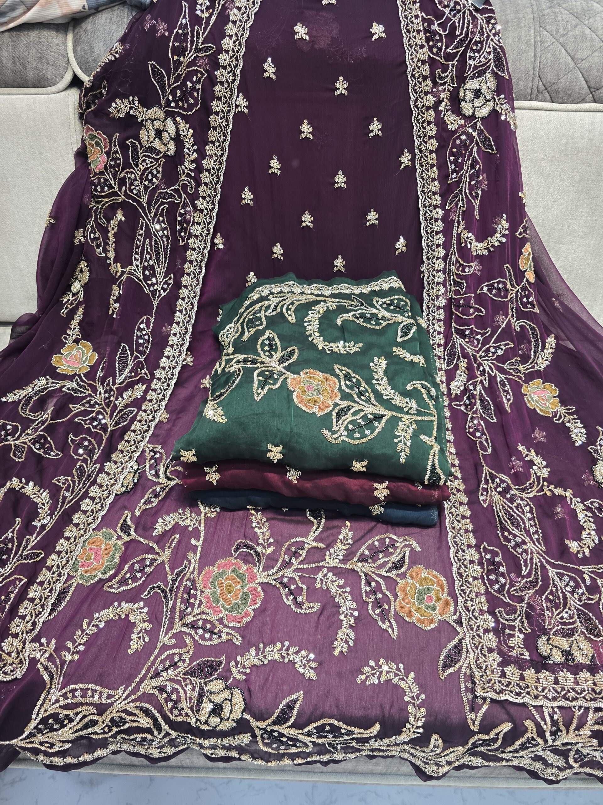 Royal Plum Beaded Embroidered Suit