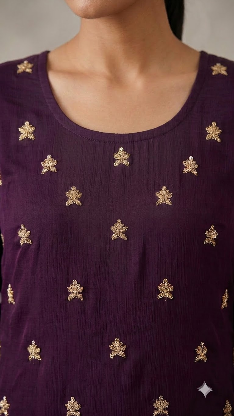 Royal Plum Beaded Embroidered Suit - Image 3