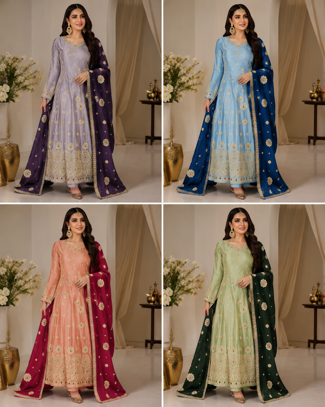 Zarkann Embroidered Pakistani Suit in Vichitra Silk